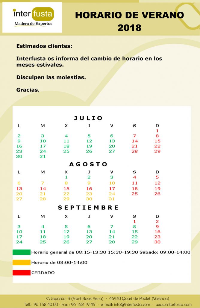 Ya estamos en verano - Horario